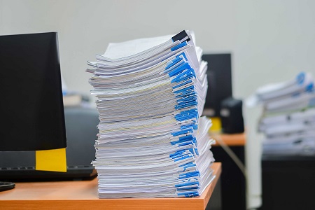 heap papers work stack documents office desk optimized